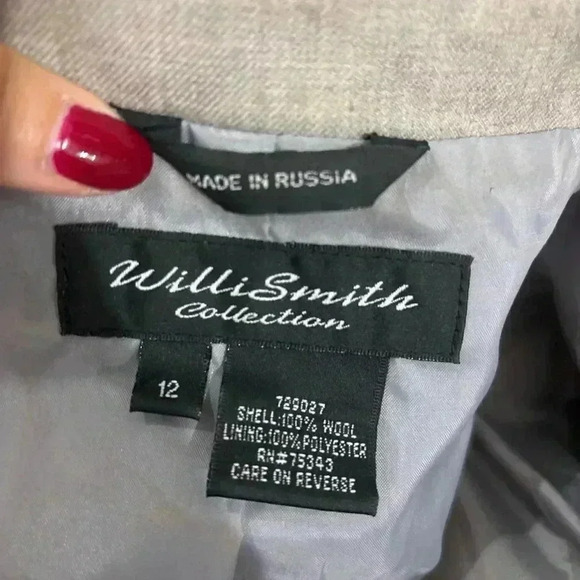 Willi Smith 100% Wool Women’s Beige Blazer Made in Russia Size 12 - Picture 2 of 8